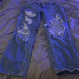 Fashion Nova Blue Distressed Boyfriend Jeans